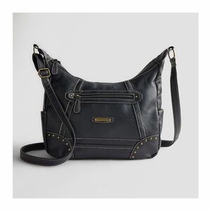 Stone Mountain Black Large Shoulder Bag with Contrast Stitching NWT